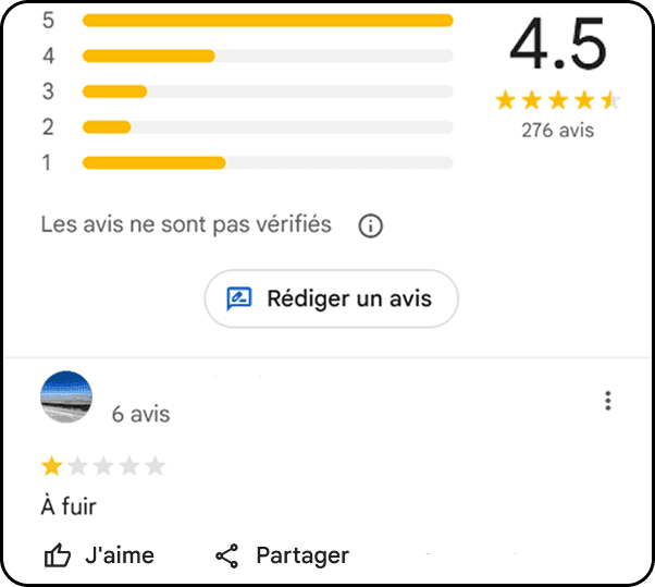 avis google négatif dénigrant