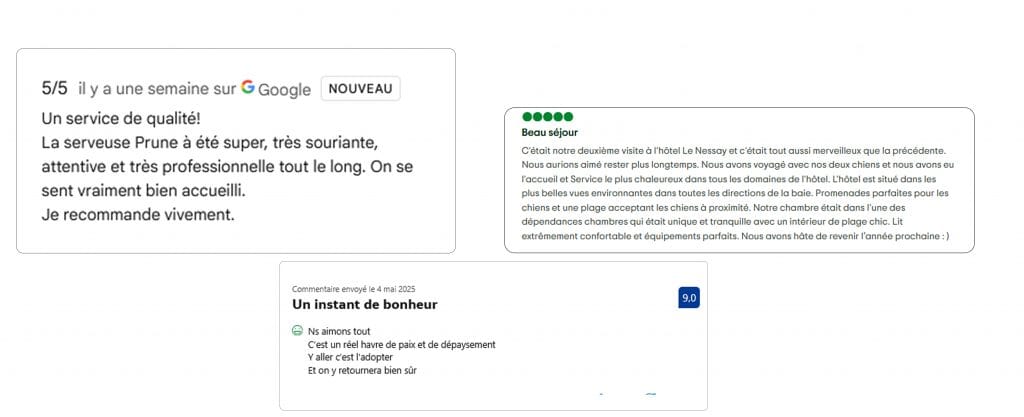 Avis Google, Tripadvisor, Booking de l'Hôtel Le Nessay, SLH-Saint-Briac-sur-Mer